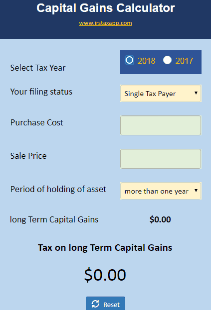 2018 Capital Gains Tax Rate Chart